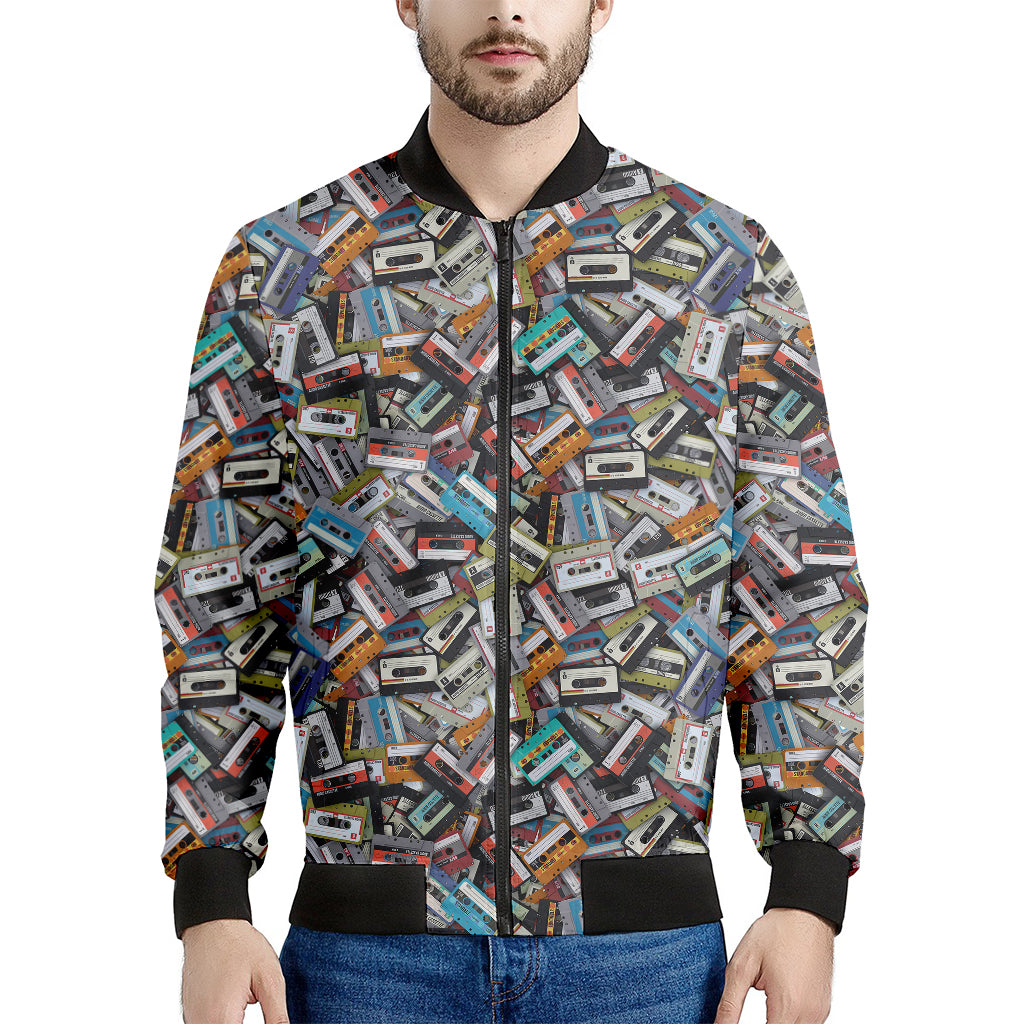 Old Cassette Tape Print Men's Bomber Jacket