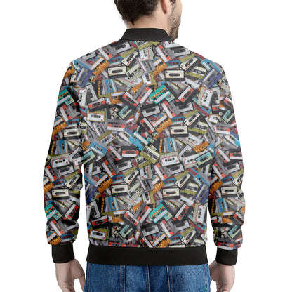 Old Cassette Tape Print Men's Bomber Jacket