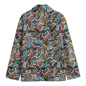 Old Cassette Tape Print Men's Cotton Blazer