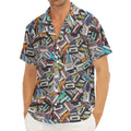 Old Cassette Tape Print Men's Deep V-Neck Shirt