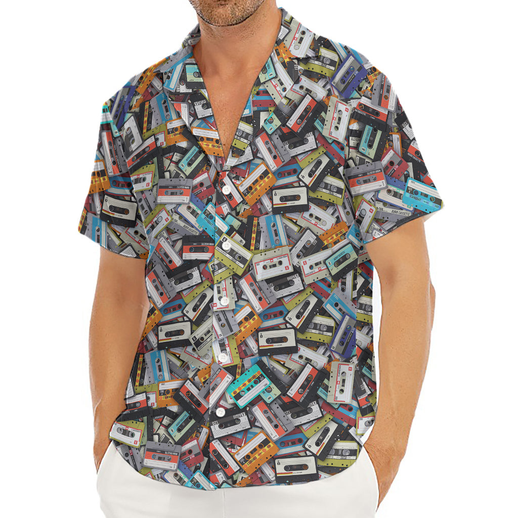 Old Cassette Tape Print Men's Deep V-Neck Shirt
