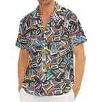 Old Cassette Tape Print Men's Deep V-Neck Shirt