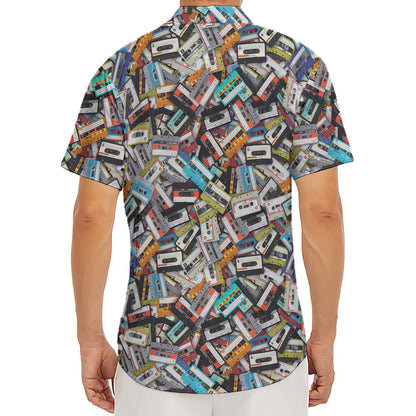 Old Cassette Tape Print Men's Deep V-Neck Shirt