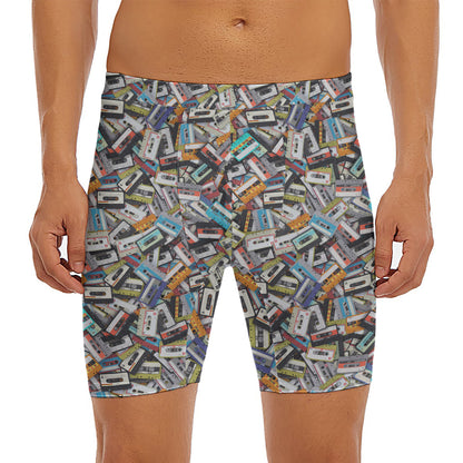 Old Cassette Tape Print Men's Long Boxer Briefs
