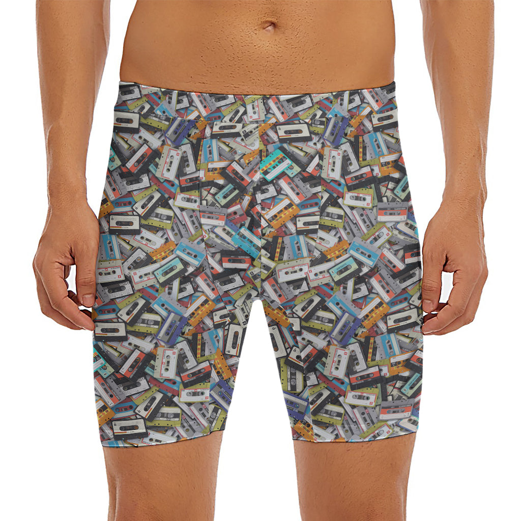 Old Cassette Tape Print Men's Long Boxer Briefs