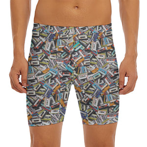 Old Cassette Tape Print Men's Long Boxer Briefs