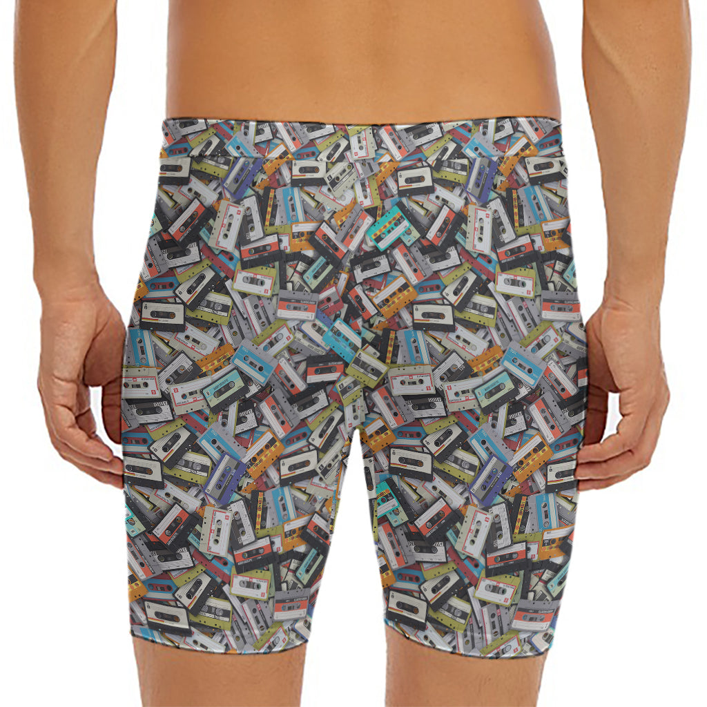 Old Cassette Tape Print Men's Long Boxer Briefs