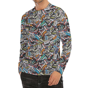 Old Cassette Tape Print Men's Long Sleeve Rash Guard