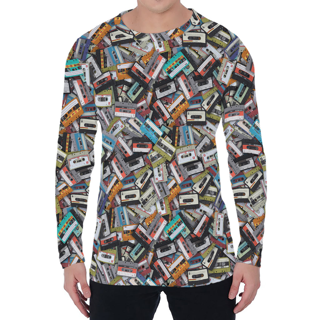 Old Cassette Tape Print Men's Long Sleeve T-Shirt