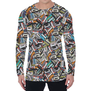 Old Cassette Tape Print Men's Long Sleeve T-Shirt