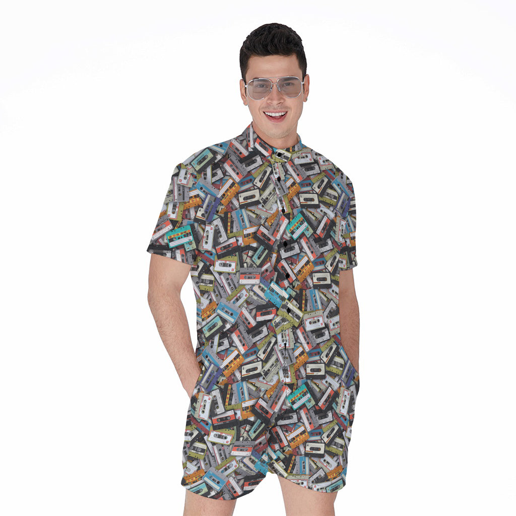 Old Cassette Tape Print Men's Rompers