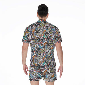 Old Cassette Tape Print Men's Rompers