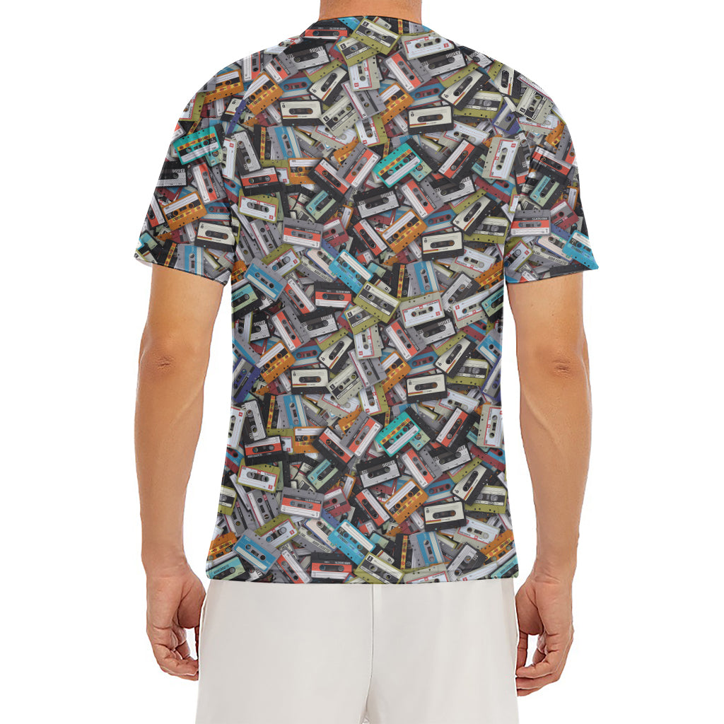 Old Cassette Tape Print Men's Short Sleeve Rash Guard