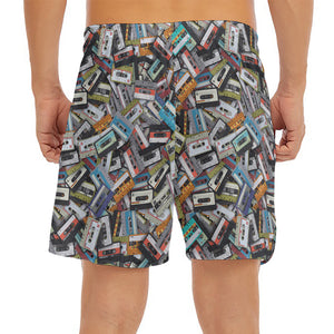 Old Cassette Tape Print Men's Split Running Shorts