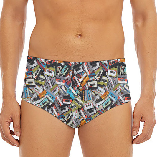Old Cassette Tape Print Men's Triangle Swim Briefs