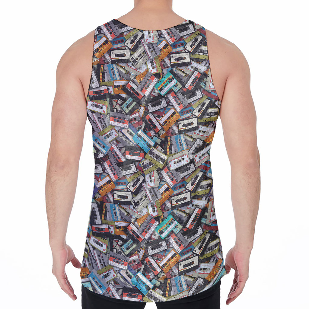 Old Cassette Tape Print Men's Velvet Tank Top