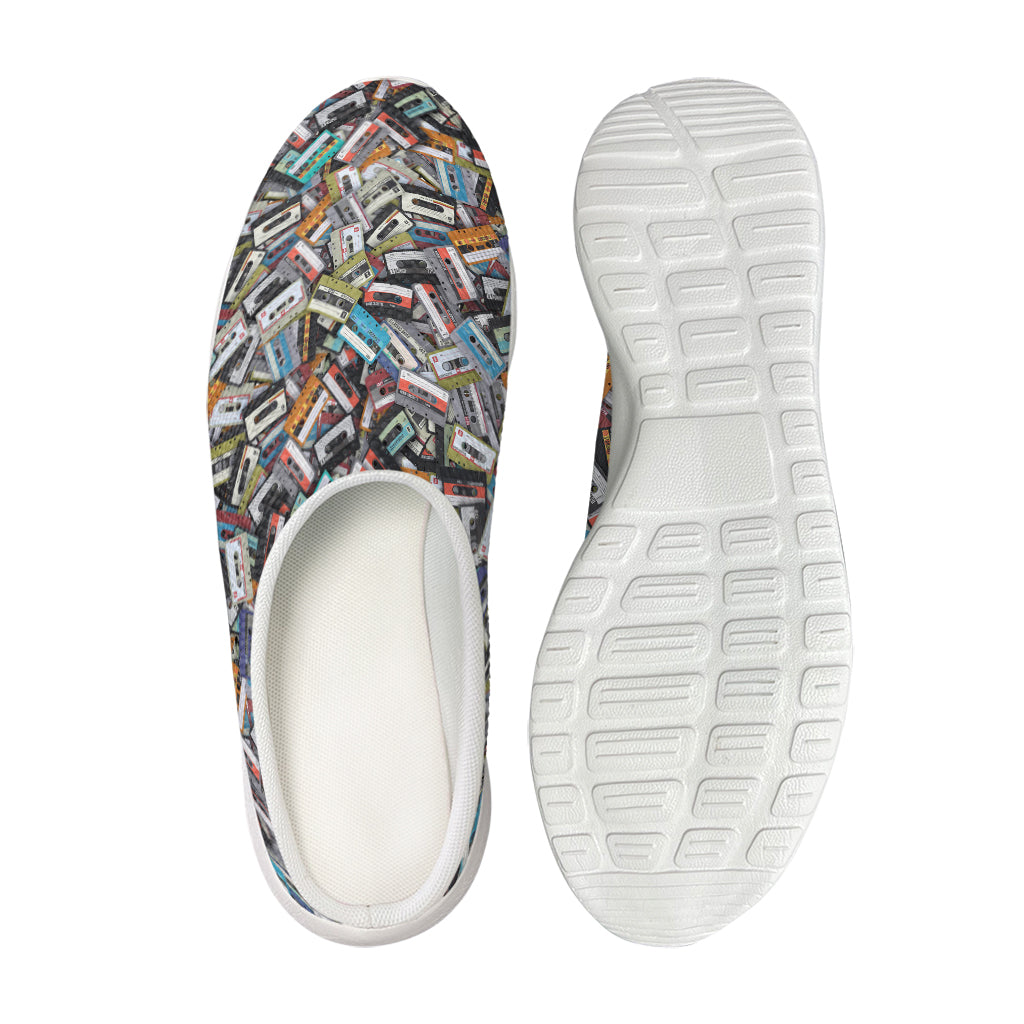 Old Cassette Tape Print Mesh Casual Shoes