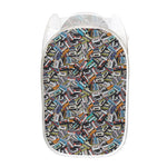 Old Cassette Tape Print Mesh Laundry Hamper