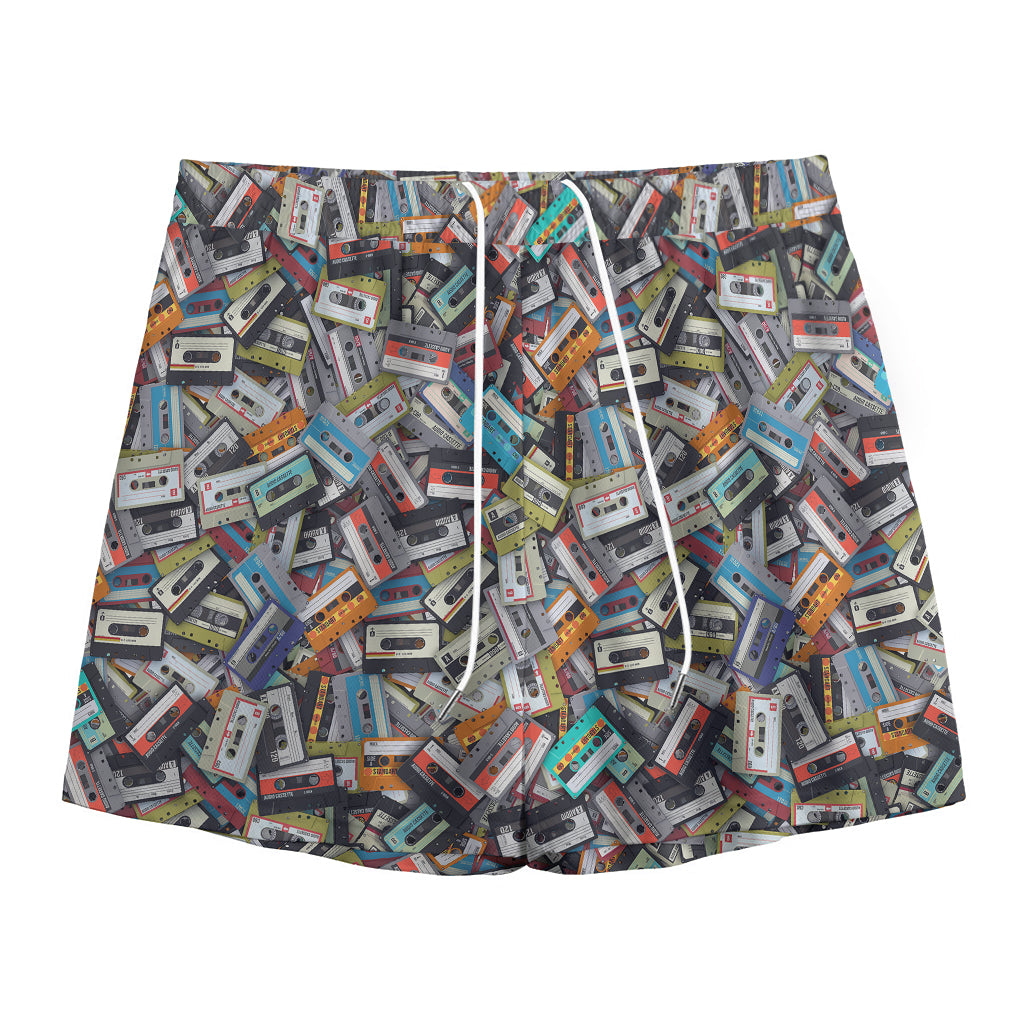 Old Cassette Tape Print Mesh Shorts