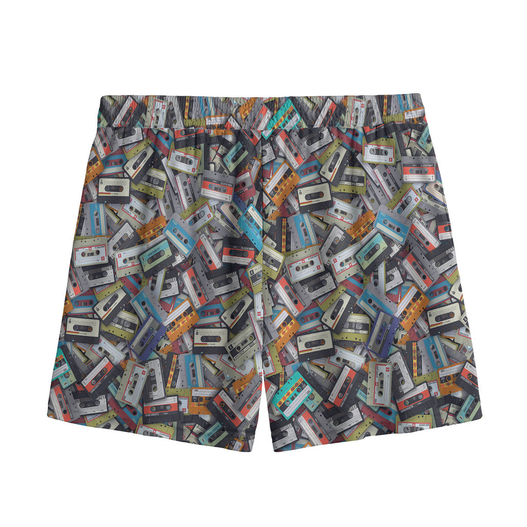 Old Cassette Tape Print Mesh Shorts