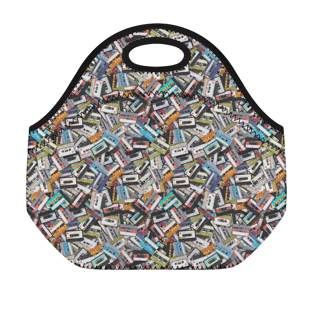 Old Cassette Tape Print Neoprene Lunch Bag