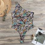 Old Cassette Tape Print One Shoulder Bodysuit