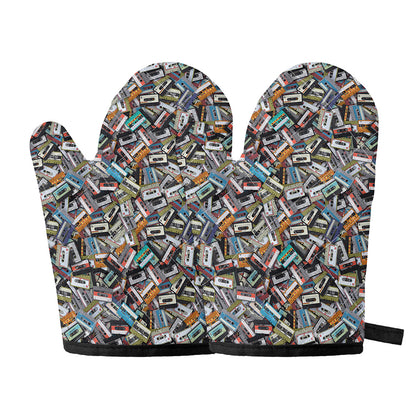 Old Cassette Tape Print Oven Mitts