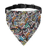 Old Cassette Tape Print Over The Collar Dog Bandana