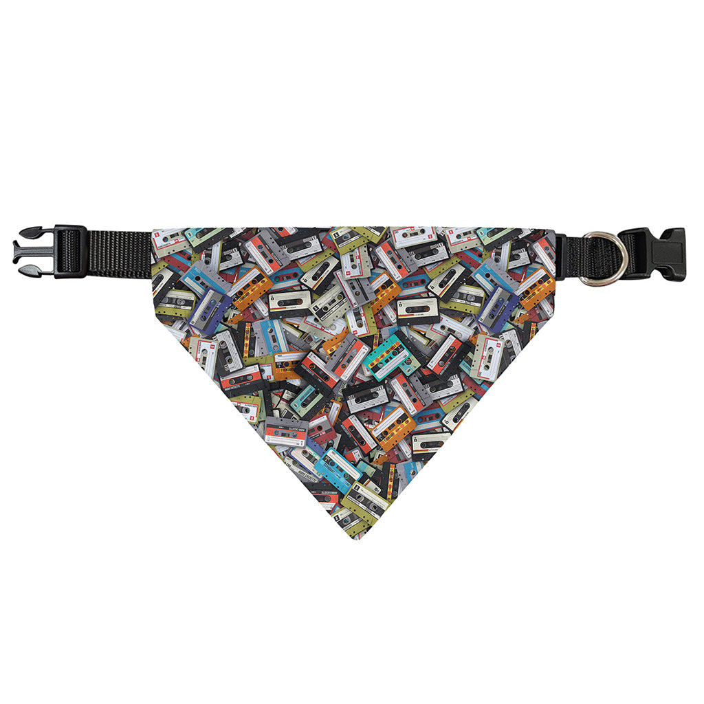 Old Cassette Tape Print Over The Collar Dog Bandana