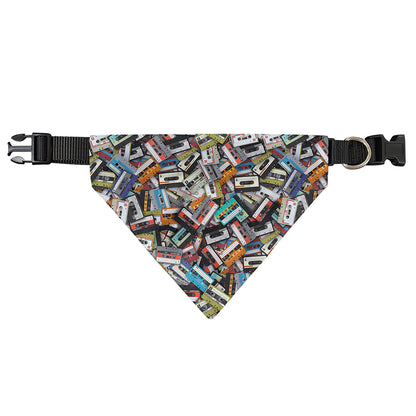 Old Cassette Tape Print Over The Collar Dog Bandana