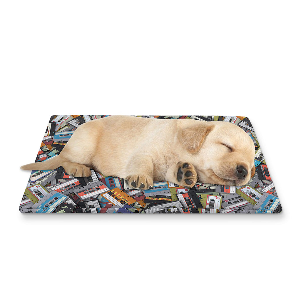 Old Cassette Tape Print Pet Cooling Mat Cover