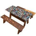 Old Cassette Tape Print Picnic Table Cover