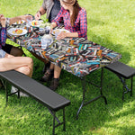 Old Cassette Tape Print Picnic Table Cover