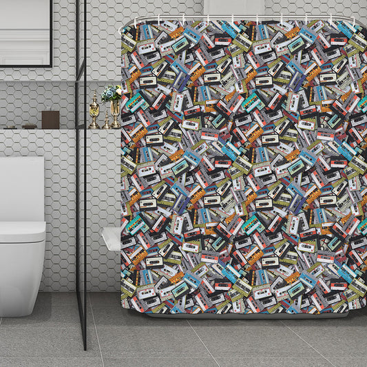 Old Cassette Tape Print Polyester Shower Curtain