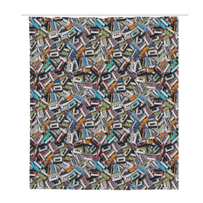 Old Cassette Tape Print Polyester Shower Curtain