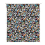 Old Cassette Tape Print Polyester Shower Curtain