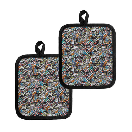 Old Cassette Tape Print Pot Holders