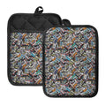 Old Cassette Tape Print Pot Holders With Pocket