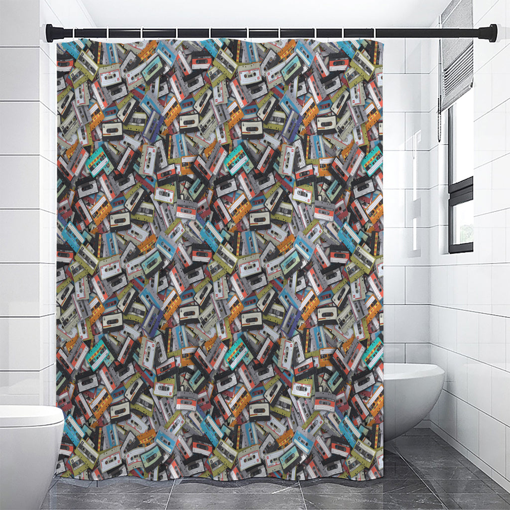 Old Cassette Tape Print Premium Shower Curtain