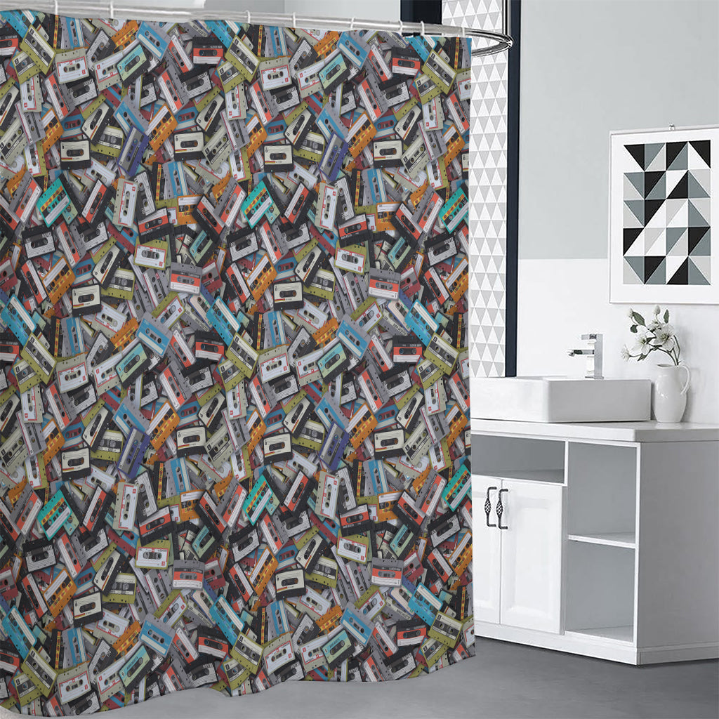 Old Cassette Tape Print Premium Shower Curtain