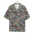 Old Cassette Tape Print Rayon Hawaiian Shirt