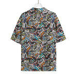 Old Cassette Tape Print Rayon Hawaiian Shirt