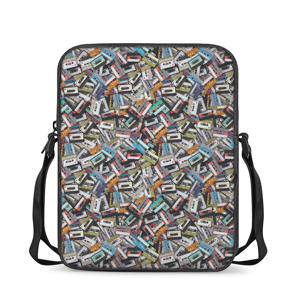 Old Cassette Tape Print Rectangular Crossbody Bag
