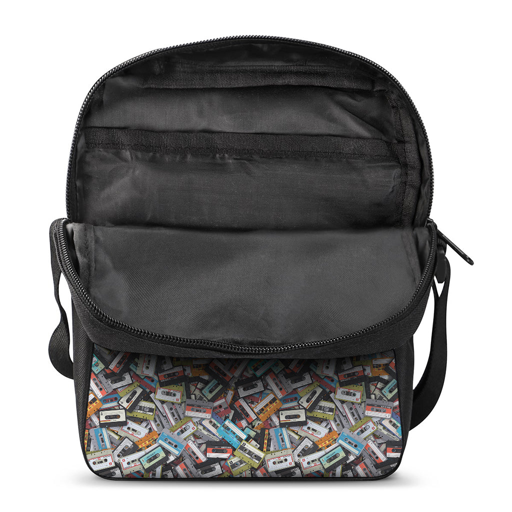 Old Cassette Tape Print Rectangular Crossbody Bag