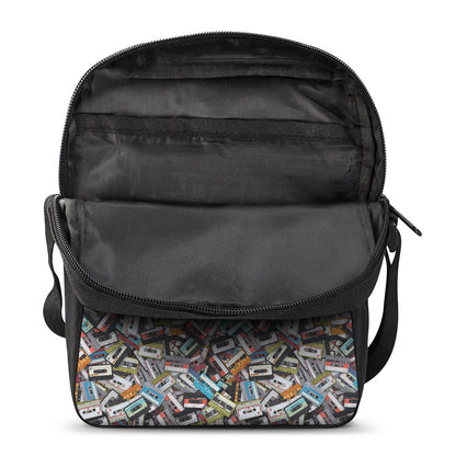 Old Cassette Tape Print Rectangular Crossbody Bag