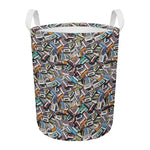 Old Cassette Tape Print Round Laundry Basket