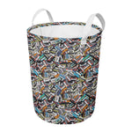 Old Cassette Tape Print Round Laundry Basket