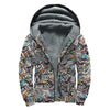 Old Cassette Tape Print Sherpa Lined Zip Up Hoodie