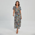 Old Cassette Tape Print Short Sleeve Maxi Dress