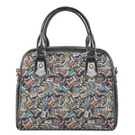 Old Cassette Tape Print Shoulder Handbag